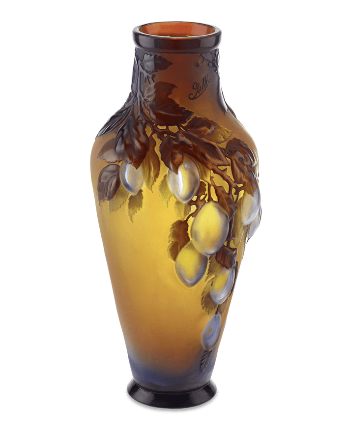 Gallé Mold-Blown Cameo Glass Plum Vase