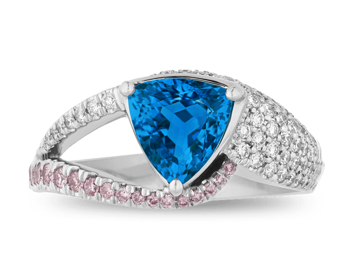 Untreated Brazilian Paraiba Asymmetrical Ring, 1.38 Carats