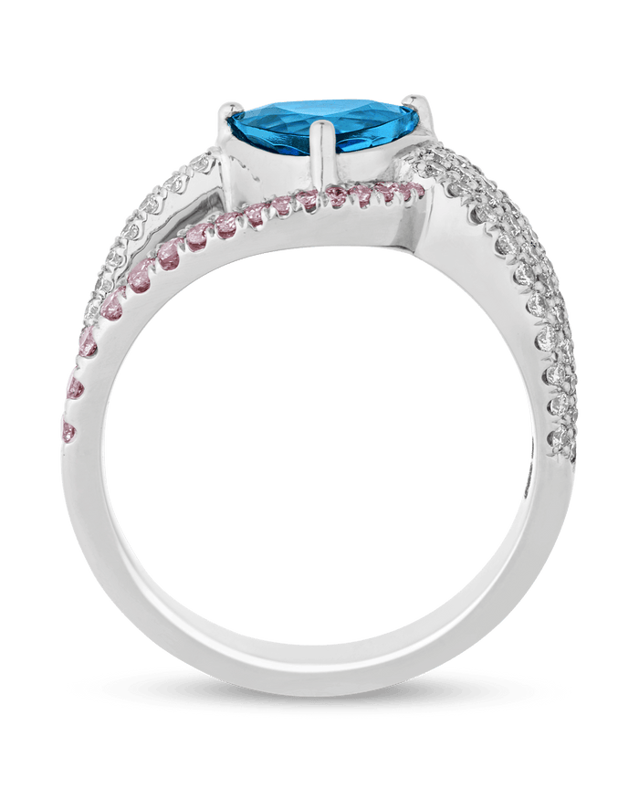 Untreated Brazilian Paraiba Asymmetrical Ring, 1.38 Carats