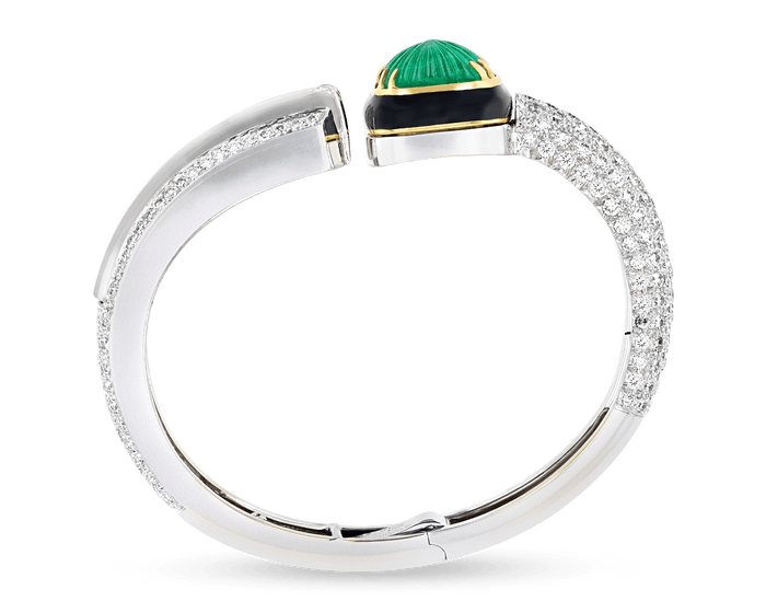 David Webb Emerald, Diamond & Rock Crystal Bracelet
