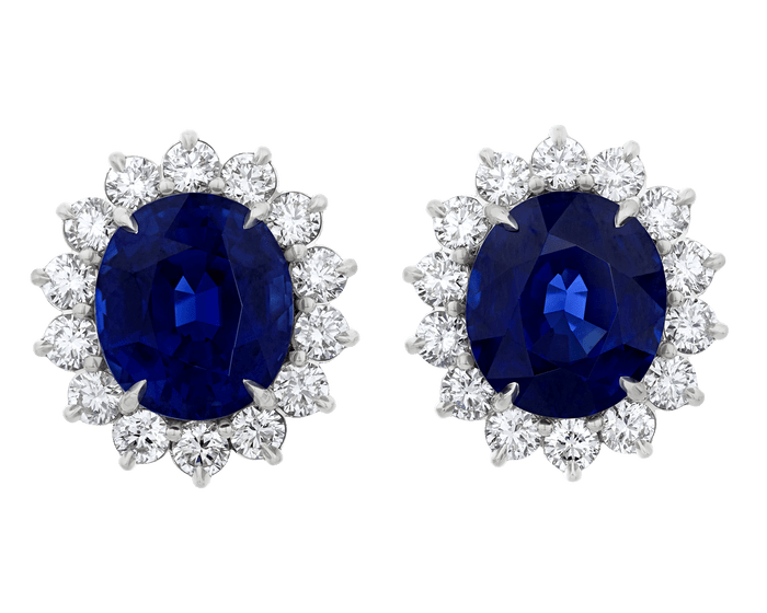 Unheated Sapphire Earrings, 20.62 Carats