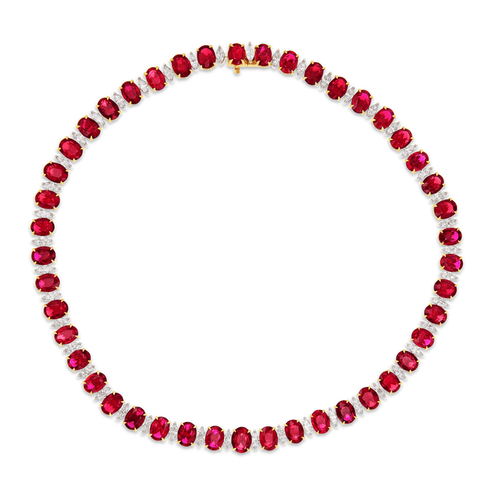 Salavetti Ruby Necklace, 57.99 Carats