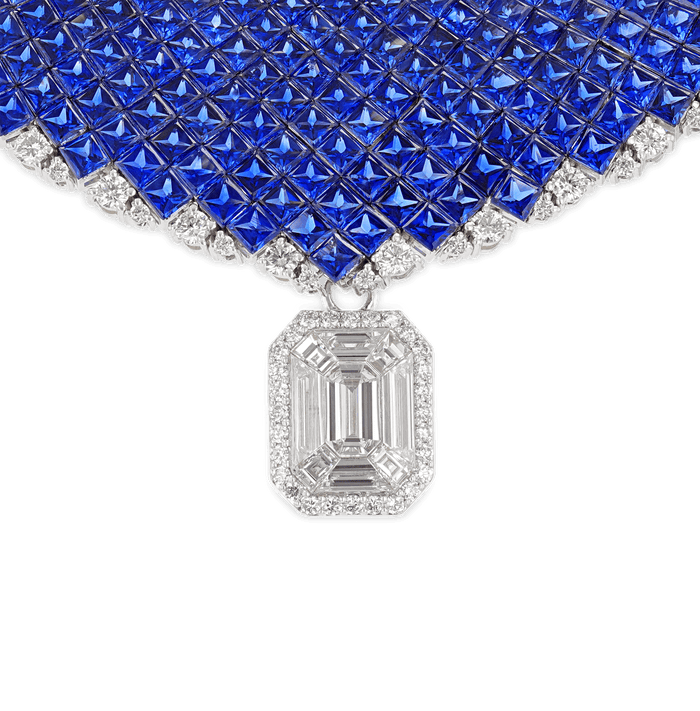 Invisible Set Sapphire Necklace, 100.00 Carats