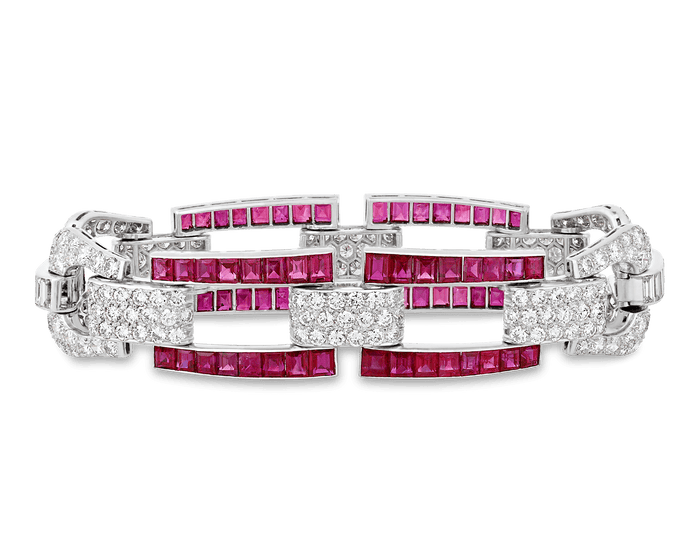 Art Deco Burma Ruby Bracelet, 18.00 Carats