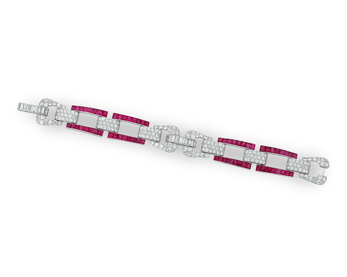 Art Deco Burma Ruby Bracelet, 18.00 Carats