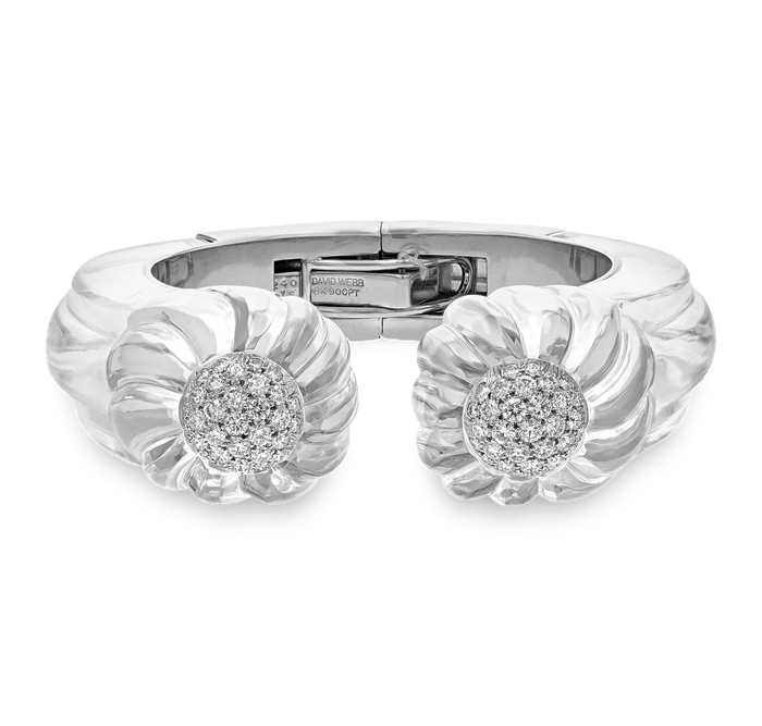 David Webb Carved Rock Crystal and Diamond Bracelet