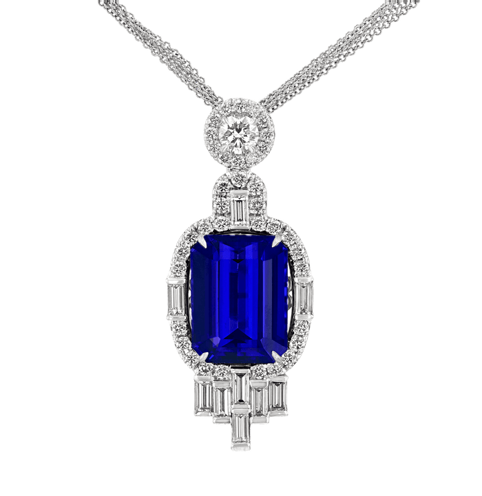 Tanzanite Pendant Necklace, 25.74 Carats