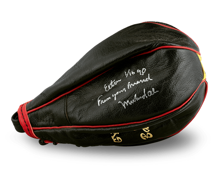 Muhammad Ali Signed Punching Bag, Gift to Sir Elton John