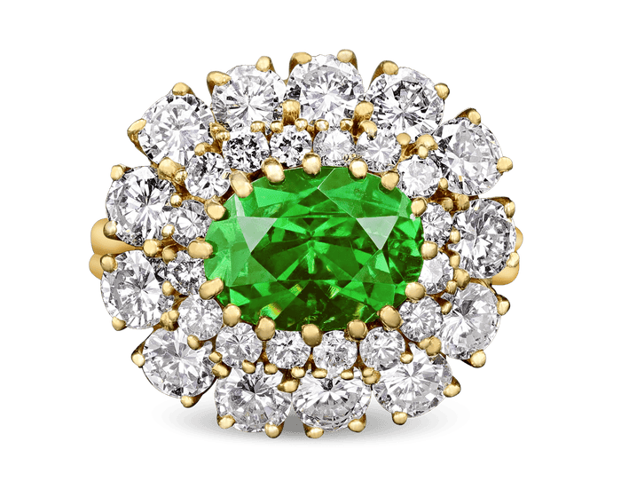Julius Cohen Demantoid Garnet Ring, 4.02 Carats