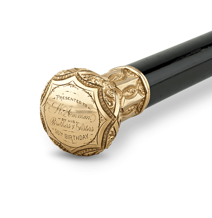 Ebonized Wood Gold Knob Presentation Cane