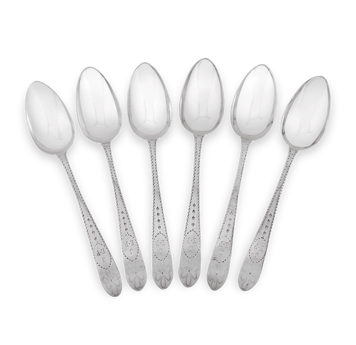 Six Old English Silver Tablespoons by John Power