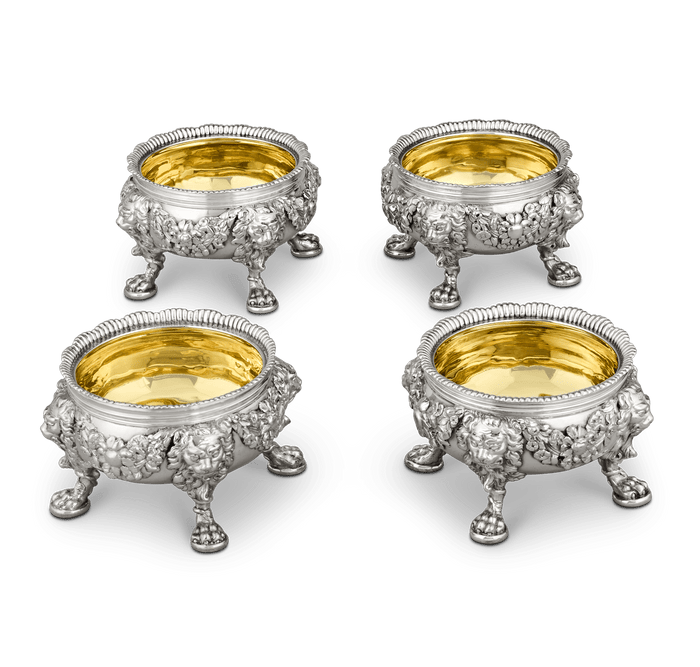 Set of Four Silver Salt Cellars by Paul de Lamerie