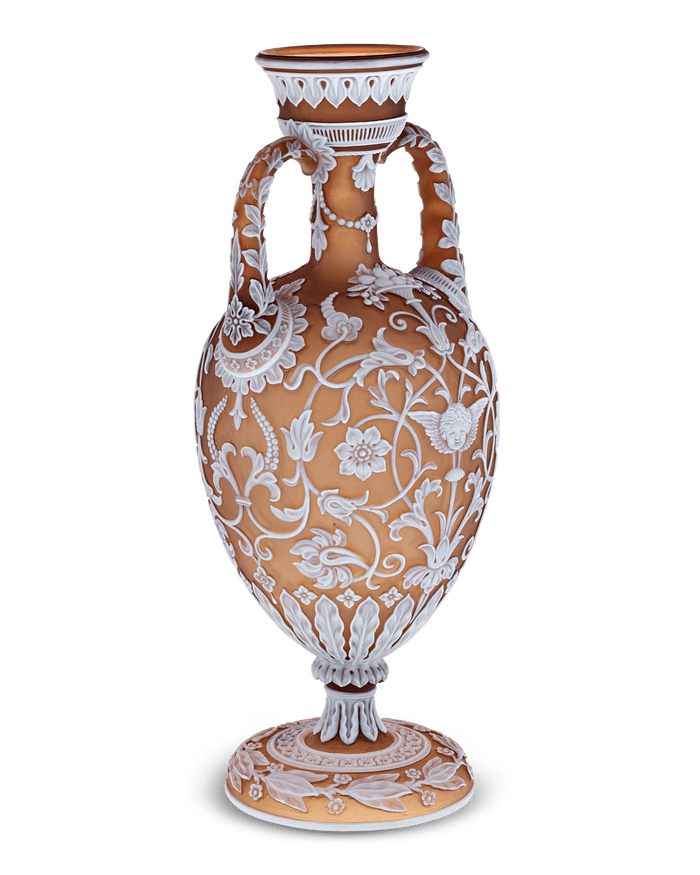 Thomas Webb & Son Two-Handled Cameo Amphora Vase by Thomas Woodall