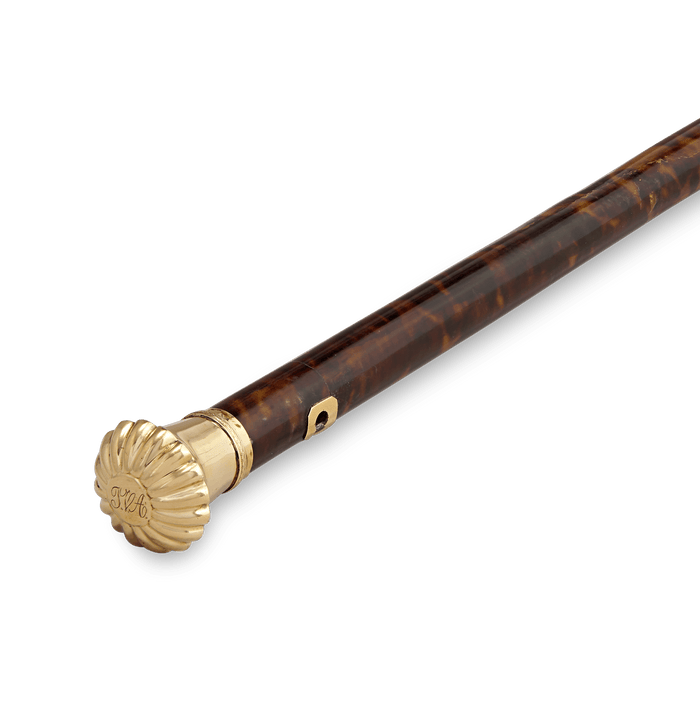 Tortoiseshell and Gold Knob Cane