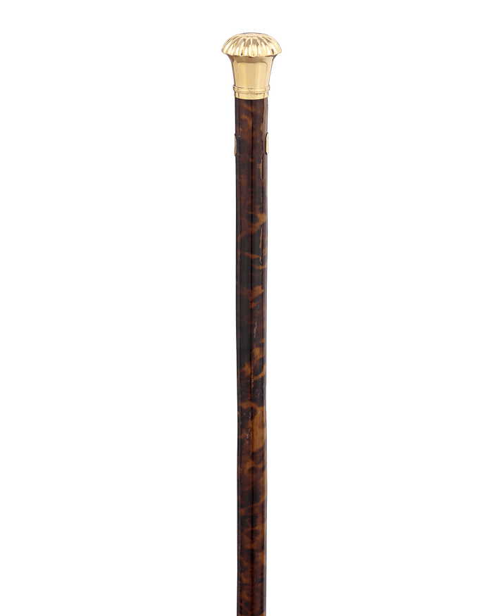 Tortoiseshell and Gold Knob Cane