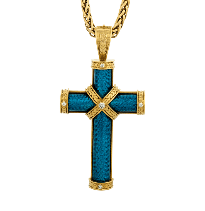 Diamond and Enamel Cross Pendant owned by Elizabeth Taylor