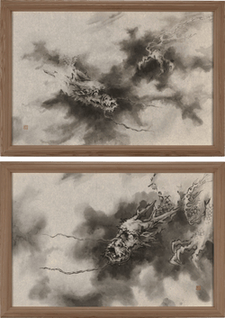 Pair of Dragons in Clouds by Prime Minister Morihiro Hosokawa