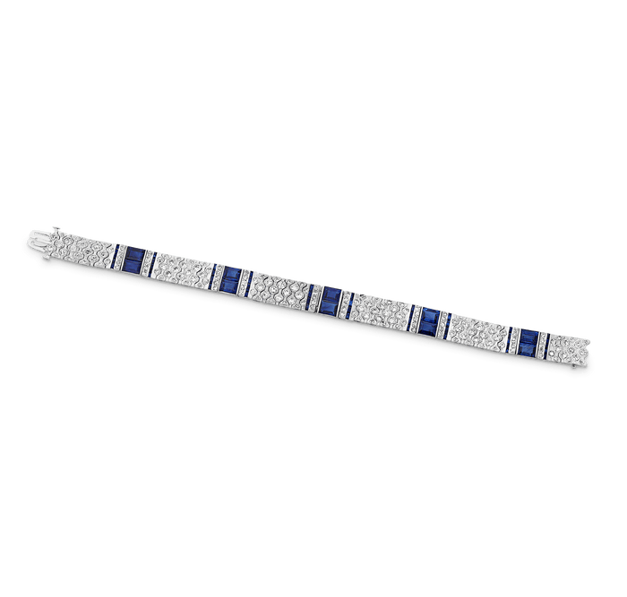 Charles Holl Art Deco Sapphire and Diamond Bracelet