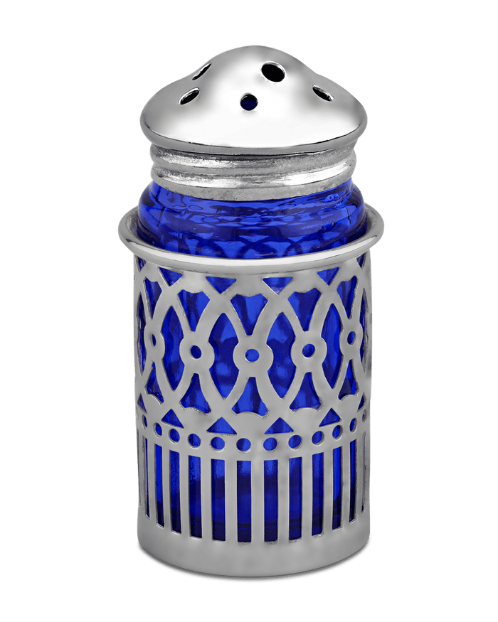 Set of 16 Silver Salt and Pepper Shakers with Cobalt Liners