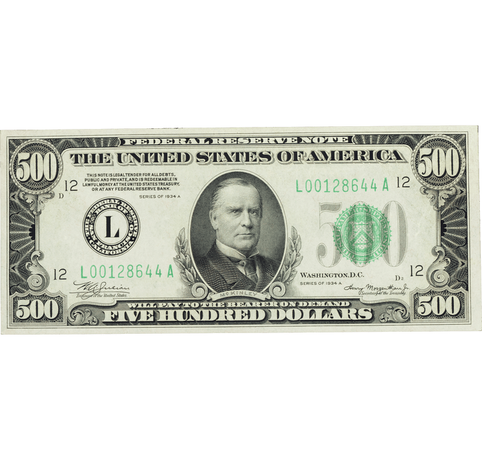 $500 Federal Reserve Note: PMG grade 64EPQ