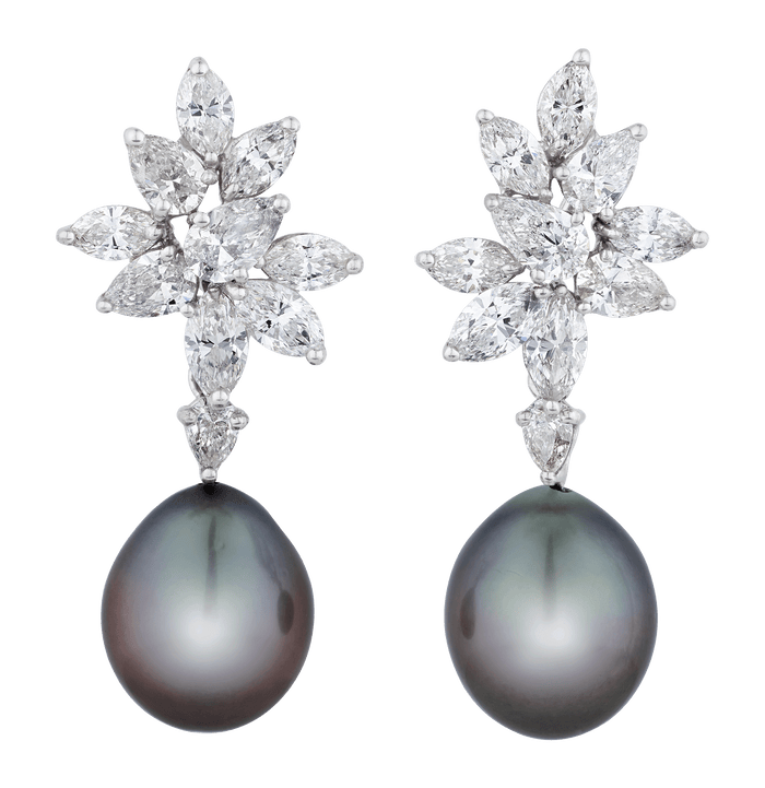 Tahitian Pearl and Diamond Earrings