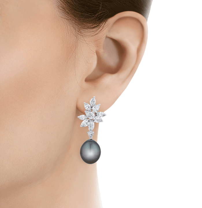 Tahitian Pearl and Diamond Earrings