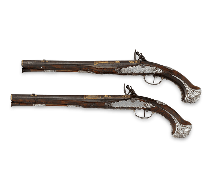 Pair of Silver-Mounted Flintlock Pistols for the Dauphin of France