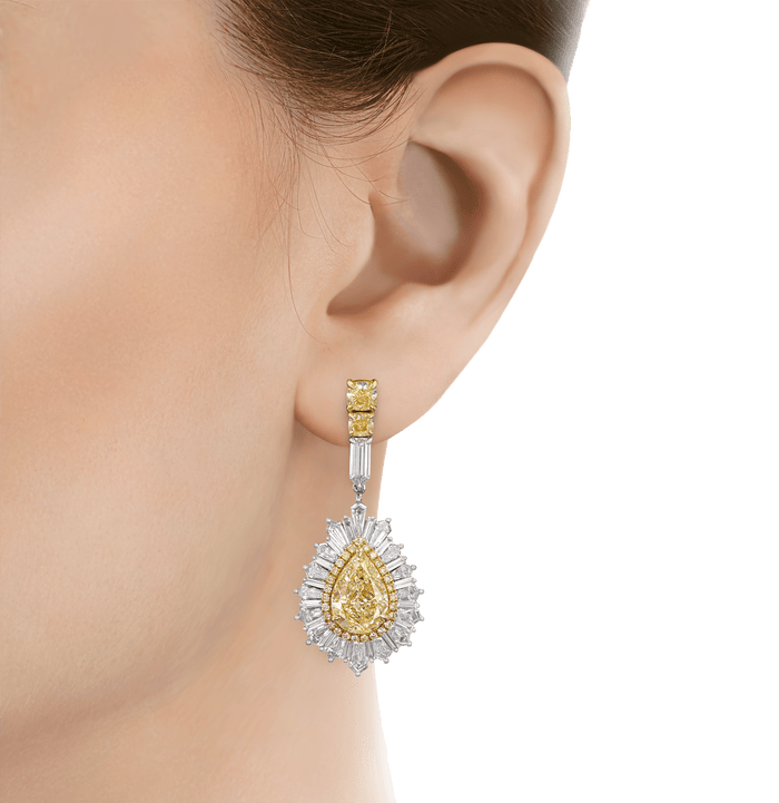 Natural Fancy Yellow Diamond Earrings, 9.03 Carats