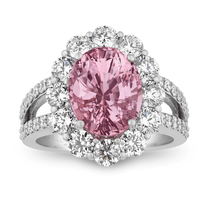 Untreated Padparadscha Sapphire Ring, 6.19 Carats