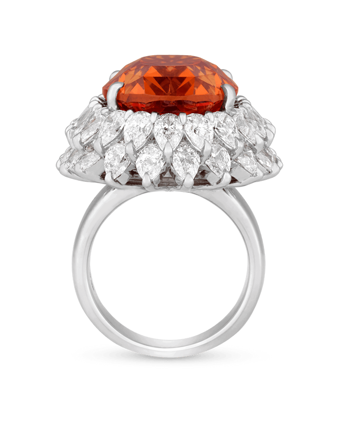 Unheated Orange Sapphire Ring, 30.23 carats