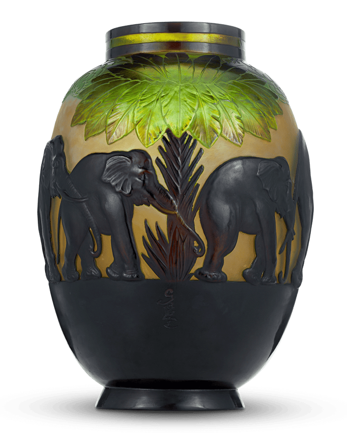 Gallé Cameo Elephant Vase