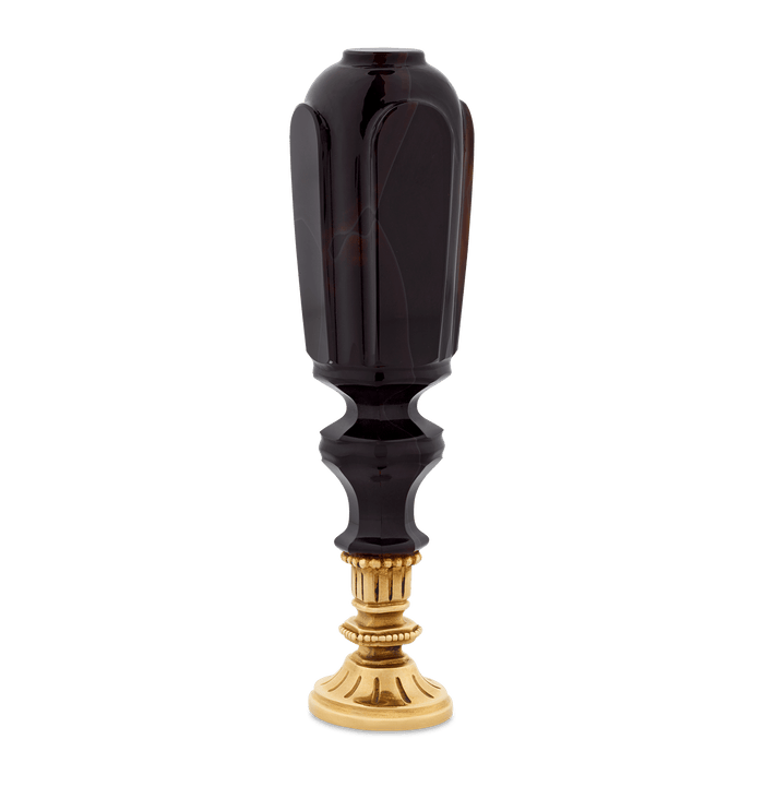 Gold Carnelian Armorial Seal with Agate Handle
