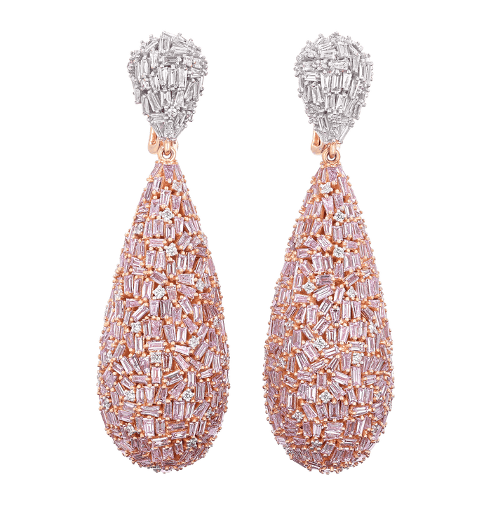 Salavetti Purplish Pink Diamond Earrings, 14.75 Carats