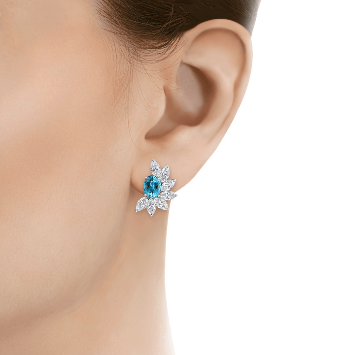 Untreated Brazilian Paraiba Earrings, 4.99 Carats