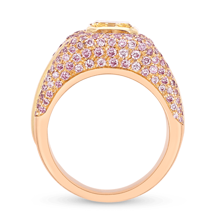Fancy Vivid Yellow and Pink Diamond Cocktail Ring