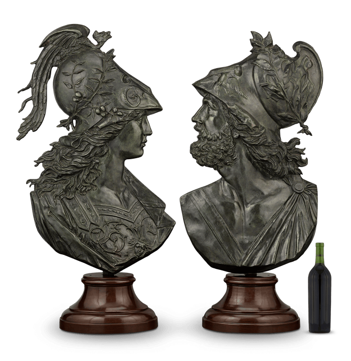 Bronze Reliefs of Minerva and Mars by Émile Pinedo
