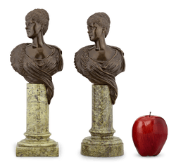 Pair of Bronze Busts of Queen Mary by William Henry Tyler