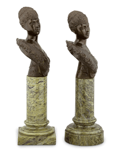 Pair of Bronze Busts of Queen Mary by William Henry Tyler