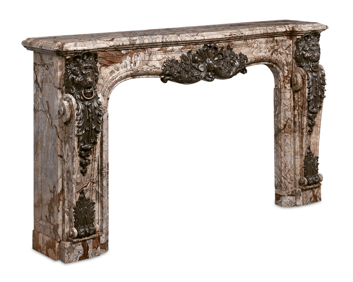 French Marble and Bronze Mantel