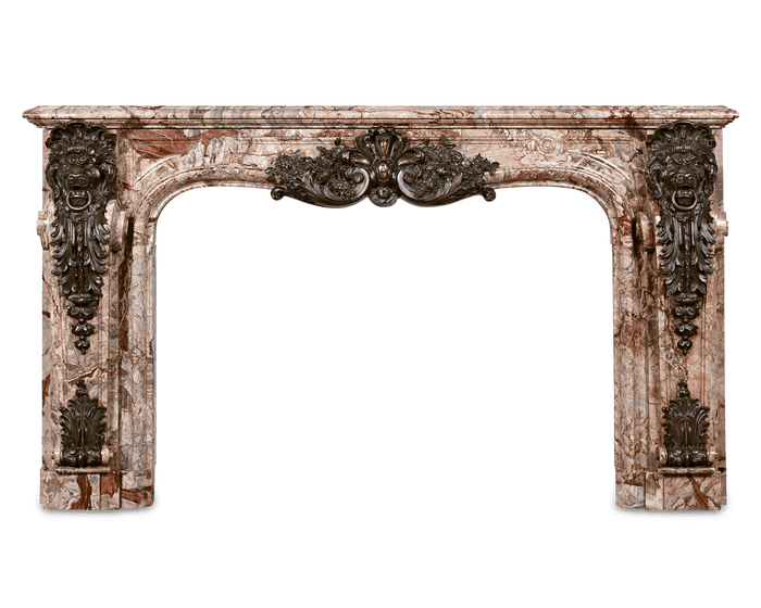 French Marble and Bronze Mantel