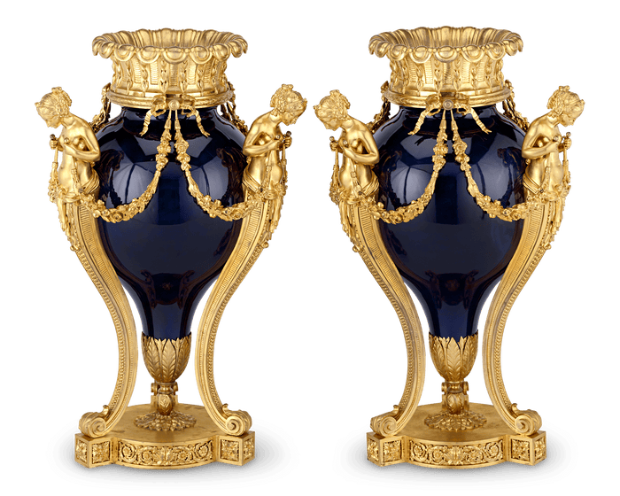 Sèvres Porcelain and Dorè Bronze Vases