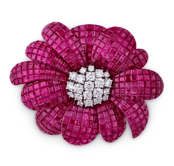 Ruby Flower Brooch, 93.28 carats