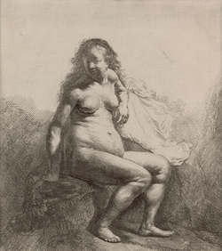 Naked Woman on a Mound by Rembrandt van Rijn