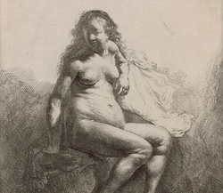 Naked Woman on a Mound by Rembrandt van Rijn