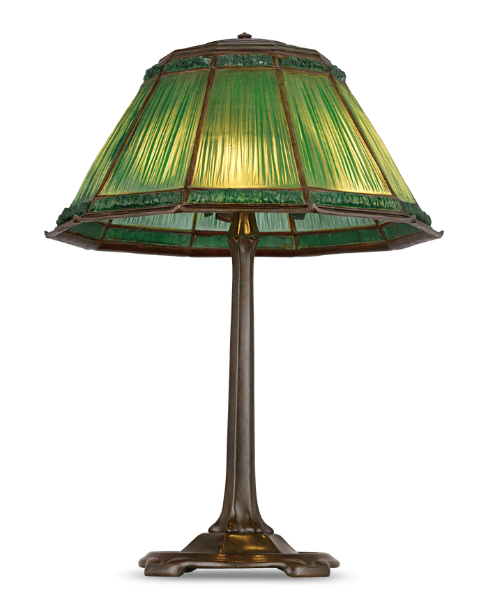 Tiffany Studios Green Linenfold Lamp
