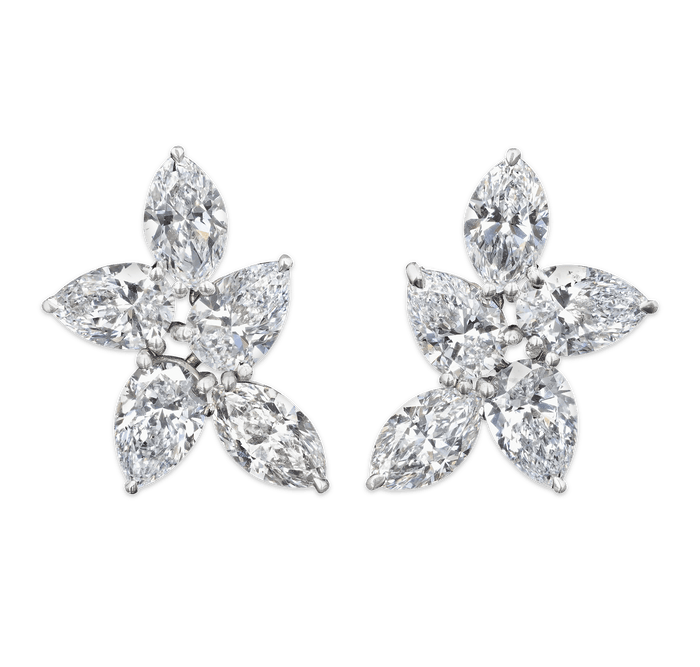 Marquise Diamond Cluster Earrings, 7.11 Carats