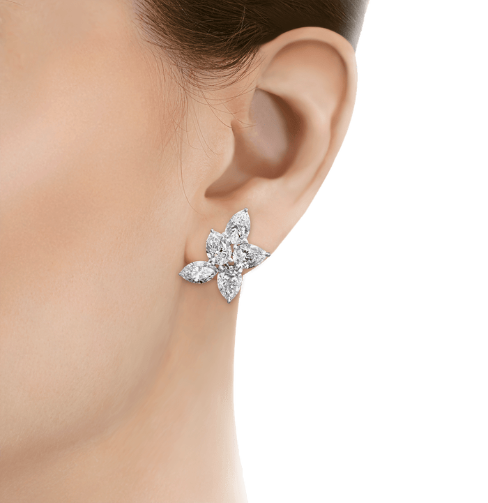 Marquise and Pear Diamond Cluster Earrings, 9.70 Carats