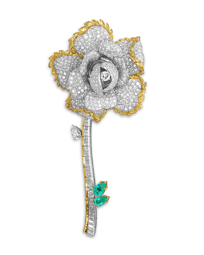 David Webb Diamond Flower Brooch, 10.00 carats
