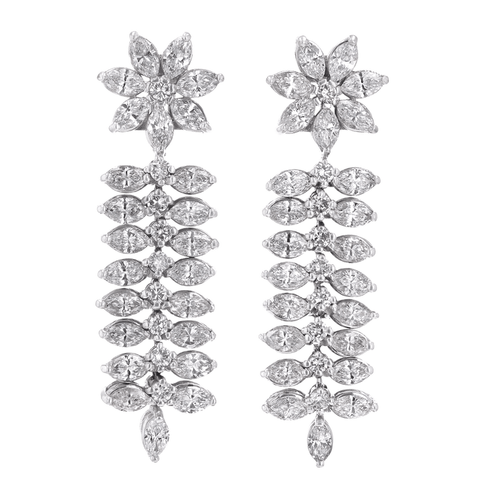 Diamond Dangle Earrings, 7.17 Carats