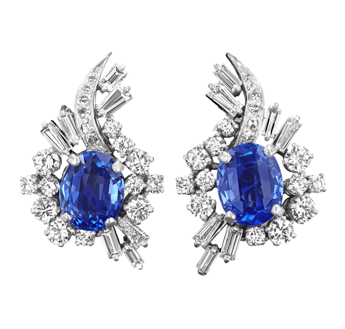 Unheated Ceylon Sapphire Earrings, 11.17 Carats